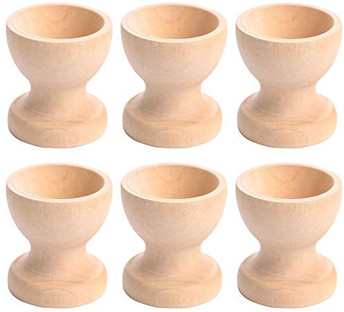 DUORUIMI Lot de 6 coquetiers en bois pour décoration de Pâques