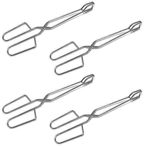 HAC24 4er Set XXL Edelstahl Servierzange 28,5 cm Bratwurstzange Lang Grillzange BBQ Grill Zange Bratzange Kochzange Grillgutwender