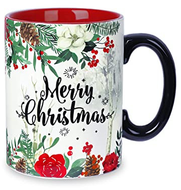 NymphFable Tasse Weihnachten Keramik Kaffeetassen Trinkgläser Große Mit Griff Personalisierte Geschenk 550ml