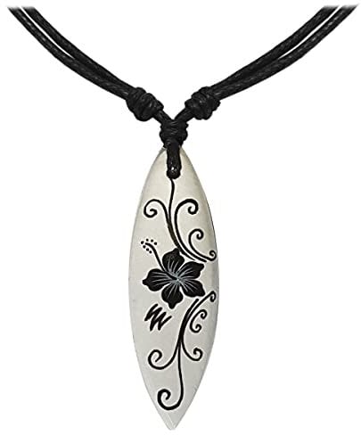 Soul-Cats 1 verstellbare Kette mit Anhänger Surfbrett Holzkette natürlicher Schmuck in weiß schwarz