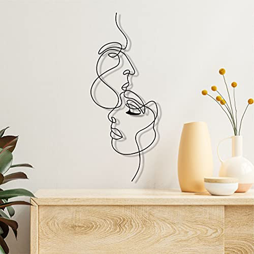 DEKADRON Metall-Wanddekoration, von Angesicht zu Angesicht Linie, Heim-Wohnzimmer-Dekor, Wandschild, Metall-Wandkunst, Innendekoration, Behänge für drinnen und draußen (42 x 100 cm)