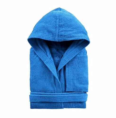 Lingerie Shop Accappatoio con Cappuccio in Spugna 100% Cotone Tinta Unita Uomo Donna Unisex (XXL, ROYAL)