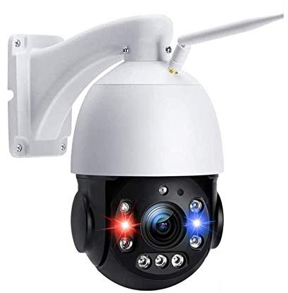 5MP HD 30X Optical Zoom Camera, 360° PTZ Camera with WiFi IP Security, 500ft Night Vision, Red and Blue Lights Alert, Smart Cruising, Auto Tracking