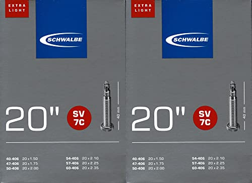 2X Schwalbe SV 7C 20 Zoll Extra Light Schlauch Sclaverand Ventil