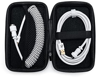 Formulamod Coiled Keyboard Cable for Mechanical Keyboard,USB C Coiled USB Aviator Cable for Keyboard, Pro Double Sleeved Cable with Organizer Zipper Bag.