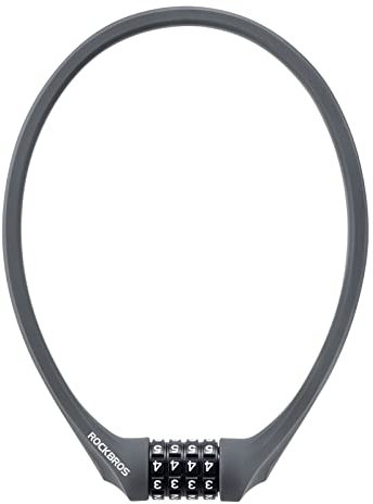 ROCKBROS Bike Lock High Security Bicycle Lock Cable Lock Combination Lock with 4-Digit Code 645/9.59mm Bike Padlock Scooter Lock for Cycling, Helmets, Motorcycles, Folding Bikes Black/Gray/Blue
