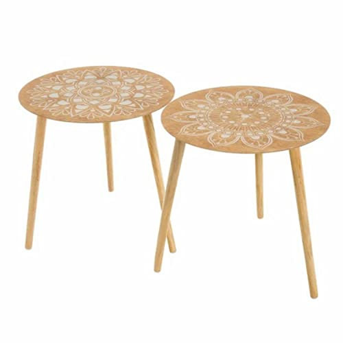 JUANIO Set de 2 Tables Basses en Verre Coloris Naturel- Longueur 40 x Profondeur 40 x Hauteur 40 cm