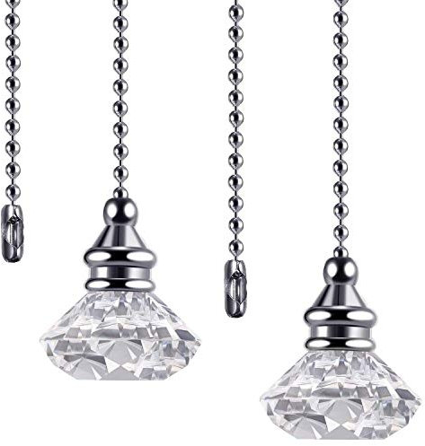 Hagsnec 2 StüCk Kristall Ziehen Ketten Decken Ventilator Kette VerläNgerung Ventilator Ziehen Ketten AnhäNger 50Cm Decken Ventilator Ketten VerläNgerung Ornament