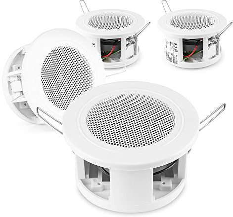 Power Dynamics CSBA3L 3 Compact Small Ceiling Speaker Kit - Set of 4, 30W, 8 Ohm - Ideal for Kitchen Ceiling Speakers and Small Room Audio Installation Solutions