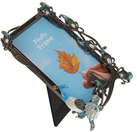 LIFKOME marco de fotos de pavo real marco de retrato foto de cristal 3d decoración regalos marcos de cuadros antiguos marco de fotos familiar clásico Decorar marco de la foto caballete
