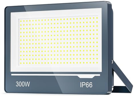 TOPAUBUB LED Strahler Außen 300W 30000LM 1 Stücke - Superhell LED Scheinwerfer Fluter Außen 6500K Kaltweiss Flutlichtstrahler IP66 Wasserdicht Aussenstrahler Hofbeleuchtung für Garten