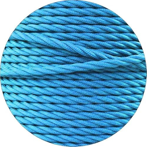 3M / 9.84ft Antique Twisted Cloth Covered Wire, 3 Core 18AWG Vintage Woven Fabric Electrical Cable, Lamp Cable Modern Cloth Covered Wire for DIY Industrial Pendant Light Blue Lamp Cord