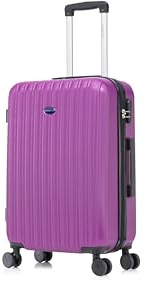 Aerostar 24 Medium Suitcase Super Lightweight 4 Wheel Dual Spinner ABS Hard Shell Check in Luggage with Integrated Combination Lock for 15 to 20kg (Purple, 75 Litre)