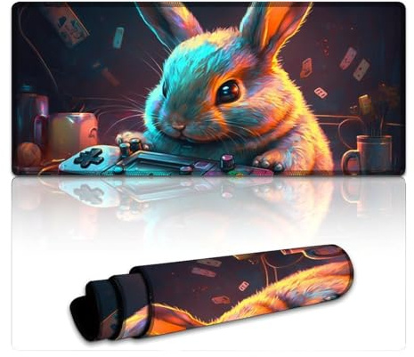 Grand Tapis de Souris de Jeu Rabbit Game (XXXL 40 x 90 x 0,3 cm) pour Ordinateur Portable, PC, Gamer, Bureau et Maison