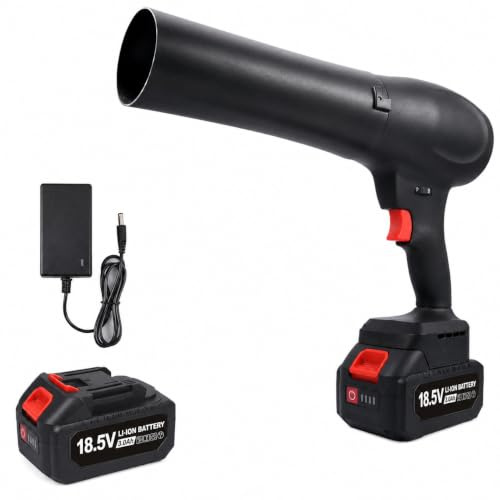 Kabellose Turbo Gebläse mit 1 x 3000mAh Akku, Bürstenloses Laubsauger/Laubbläser 130.000RPM, Elektrische Staubgebläse Luftbläser zum Wegblasen von Laub, Schnee, Staub, mit Einer Erweiterte Luftdüse