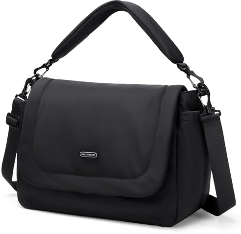 GOLF QUALITY Puffer Wickeltasche, 22 L, großes Fassungsvermögen, Baby-Wickeltasche, Reisetasche, Umhängetasche, Krankenhaus-Tasche für Mutter, Schwarz