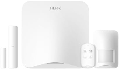 HiLook by HIKVISION Funk-Alarmanlage Basis-Set, Kabellos, mit Hub, Bewegungsmelder, Tür-/Fensterkontakt & Fernbedienung, App-Steuerung, WLAN/LAN