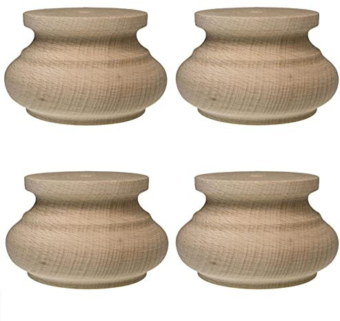 Moebelfusse Holz 4 x Ø90 / 55mm Möbelfüße Kugelfüße Buchen - Schrankfüße für Möbel