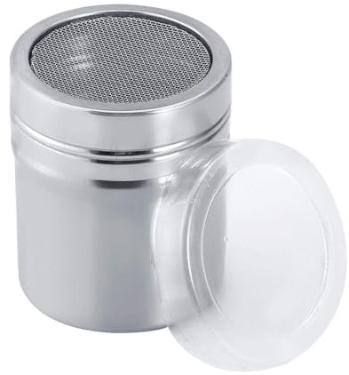 saupoudreuse à sucre glace,saupoudreuse cacao,shaker chocolat en poudre, saupoudreuse en inox,boite a sucre glace,saupoudreuse en inox,boite a sucre en poudre pour dragées de cacao et de café,5x5x7cm