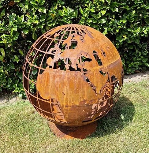 Feuerstelle Weltkugel 80x80x90 cm Gartenfeuer Terassenfeuer Feuerschale Feuer
