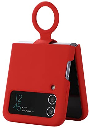 COQUE Samsung Z Flip 3 avec Anneau, étui en Silicone Liquide Ultra-Mince, étui Pliable pour téléphone Portable pour Samsung Galaxy Z Flip 3 5G,Rouge