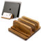 ROCDEER Acacia Wood Vertical Laptop Stand - Adjustable Dual Slots (0.76 to 1.6) - Heavy Duty Desk Organizer for Laptops, Tablets, and Phones - Quick Assembly with Non-Slip Silicone Mats