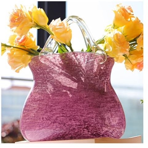 Vase en Verre Transparent, Vase à Main Unique, Sac à provisions, Bulles dans Un Vase à Fleurs, Vase en Verre pour la décoration, Violet