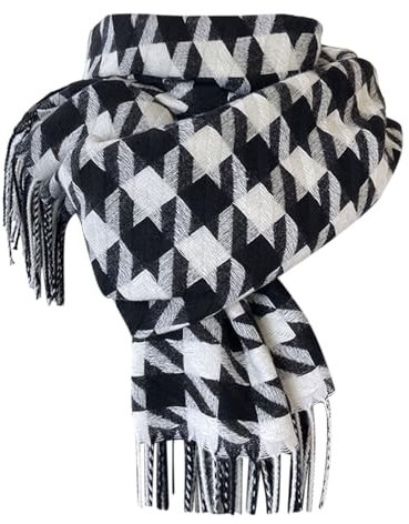 Generisch Schal Damen Winter Warm Deckenschal Halstücher Schwarzes weißes Kariertes Scarf Leichter Weich Strickschal Winterschal Mode Halstuch Damenschal
