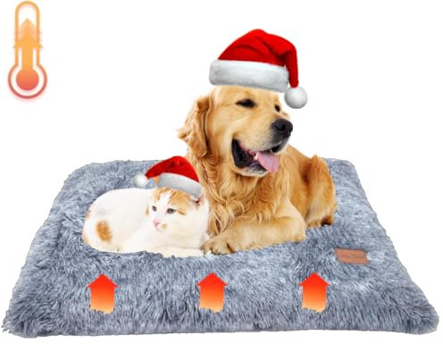 Little Bean Self Heating Pad for Dogs and Cats Heated Cat Bed Soft Warm Dog Mat Non-Electric Warming Pet Mat for Outdoor and Indoor Large Kittens Small Puppy Pets (L)
