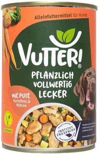 Vutter! Wie Pute - 6 x 400 g - pflanzliches Alleinfutter für Hunde - Nassfutter
