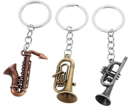 BESTonZON Saxophon-schlüsselanhänger Im Vintage-stil 3-teilig Mini-musikinstrument-schlüsselring Aus Metall Als Musiker-accessoire Und Partygeschenk