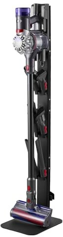 VEVOR Vacuum Stand, Compatible with Dyson G5 V15 V12 V11 V10 V8 V7 V6 Series Upright Vacuums Cleaners & Accessories, Stable Vacuum Stand Holder with 6 Hooks and Non-Slip Footpads, Black