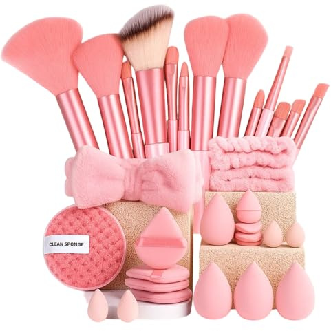 33 Stück Make Up Pinsel Set, Professionelles Pinselset Makeup Für Präzises Auftragen, Premium Beauty-Werkzeuge, Beauty-Tools Für Anfänger Und Profis, (33 Stück - Rosa)