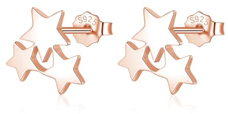 Estrellique Silver Stud Earrings for Women Girls, 925 Sterling Silver Star Studs Earrings, Hypoallergenic Small Cartilage Sleeper Silver Studs, Minimalist Trendy Flat Earrings for Sensitive Ears