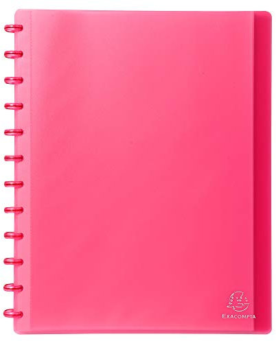 Exacompta - Réf. 86355E - 1 Protège-documents amovible à anneaux avec 30 pochettes grainées détachables - 60 vues - pour A4 - dim 24,5 x 31 cm - couverture rigide translucide - couleur rouge