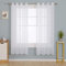 Deconovo Voile Gardinen mit Ösen Vorhang Leinenoptik Transparent Gardinen mit Stickerei Stern, 180x140 cm(HöhexBreite), Weiß, 2er Set