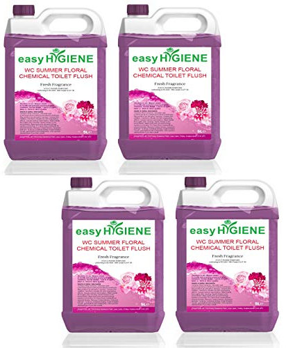 easyHYGIENE 4 x 5L SUMMER FLORAL FLUSH CHEMICAL TOILET Fluid Rinse Cleaner Portable WC boat caravan wc
