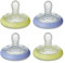 Tommee Tippee Closer to Nature natürlich geformter Beruhigungssauger für die Nacht, 6-18 Monate, 4er-Pack, gelb und blau, mehrfarbig