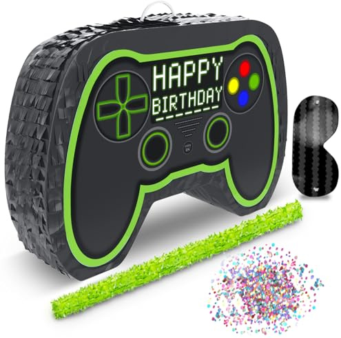Video Gaming Pinata Controller Set, Great for Gamer Birthday Decorations, Pinatas, Birthday for Boys, Level Up Party Supplies, fits Pinata Stuffers