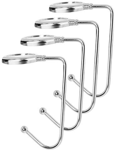 BELLE VOUS Weihnachtsstrumpf Halter für Kamin (4 STK) - Haken für Weihnachtssocken mit Anti Rutsch Griff zum Nikolausstrumpf Aufhängen – Weihnachtsdeko für Nikolausstiefel, Kamin, Kaminsocken (Silber)