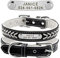 Didog Hundehalsband aus geflochtenem Leder, mit Gravur und personalisiertem Namensschild für kleine, mittelgroße und große Hunde, weiß, Größe M