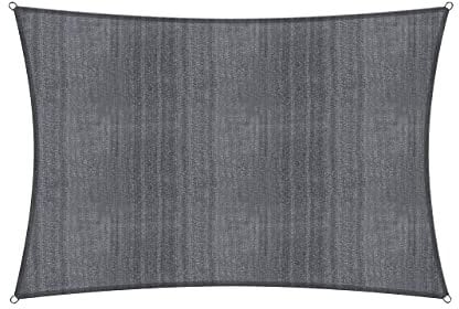 Lumaland Sonnensegel Rechteckig | Wetterbeständiger Sonnenschutz inkl. Befestigungsseile | Terrasse, Garten & Balkon Schattenspender aus HDPE Material mit UV Schutz inkl. Befestigungsseile [Grau]