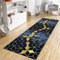 WTHYGB Teppich Läufer Flur Küche 40x80 cm, Modern rutschfest Waschbar Dauerhaft Küchenläufer Flurläufer, Lang Polyester Schwarz und Blau Teppichläufer für Korridor, Schlafzimmer, Innen Wohnzimmer