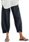 ZANZEA Womens Casual Trousers Cotton Linen Cropped Pants Loose Fit Straight Elasticated Waist Chino Bottoms with Pocket Navy XXL