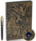 3D Drachen Vintage Tagebuch+Stift Set,A5 Notizbuch Liniert,Personal Organizer DND Journal Notebook Planner,GeburtstagGeschenk für Männer Frauen Erwachsene Kinder(Bronze)