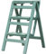 JOJAN Holzleiter Multifunktionsleiter 3 Stufen Trittleiter Klappbar Stehleiter 4 Stufen Klappleiter Haushaltsleiter Für Garten, Wohnzimmer, rutschfeste (Color : Green)