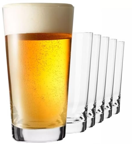 KIAPPO Biergläser Set 590 ml - 6 Stück Gläser Set - Lagerglas - Weizengläser - Kristallgläser - Geschenke für Männer- Spülmaschinenfest - 160 x 87 mm