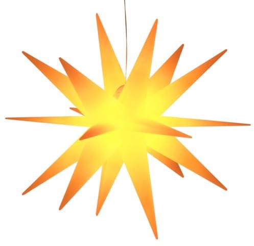 vidaXL Weihnachtsstern, Faltbar Beleuchtet Adventsstern mit LED, Wasserdicht Weihnachtsbeleuchtung mit Timer, Leuchtstern Weihnachtsdeko für Innen Außen, Gelb 100 cm