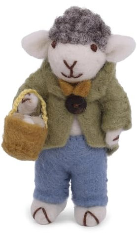 Én Gry & Sif handgefilztes Osterlamm mit Ornament - Lämmchen - Anhänger aus Filz - Ostern-Deko - fair Trade Handmade … (Lamm Anzug Korb)