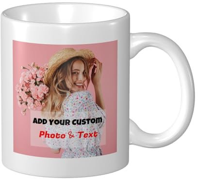 Personalised Photo Mugs, Gifts for Girlfriends Valentine's Day Birthday Mother's Day, Customised Coffee Cups with Picture Logo Text Name Print, Design Your Own Mug for Anniversary Christmas, 11oz